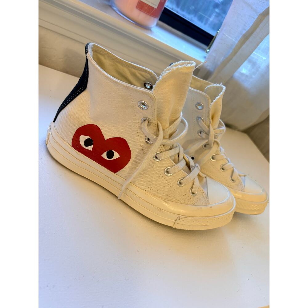 Converse Comme des Garçons Play x Chuck 70 High Milk white canvas sneakers